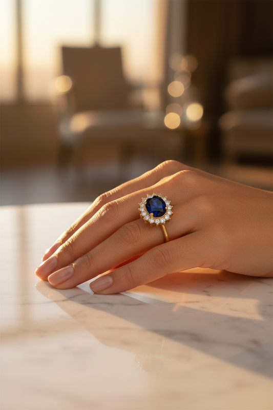 Aurora Blue Halo Ring lifestyle